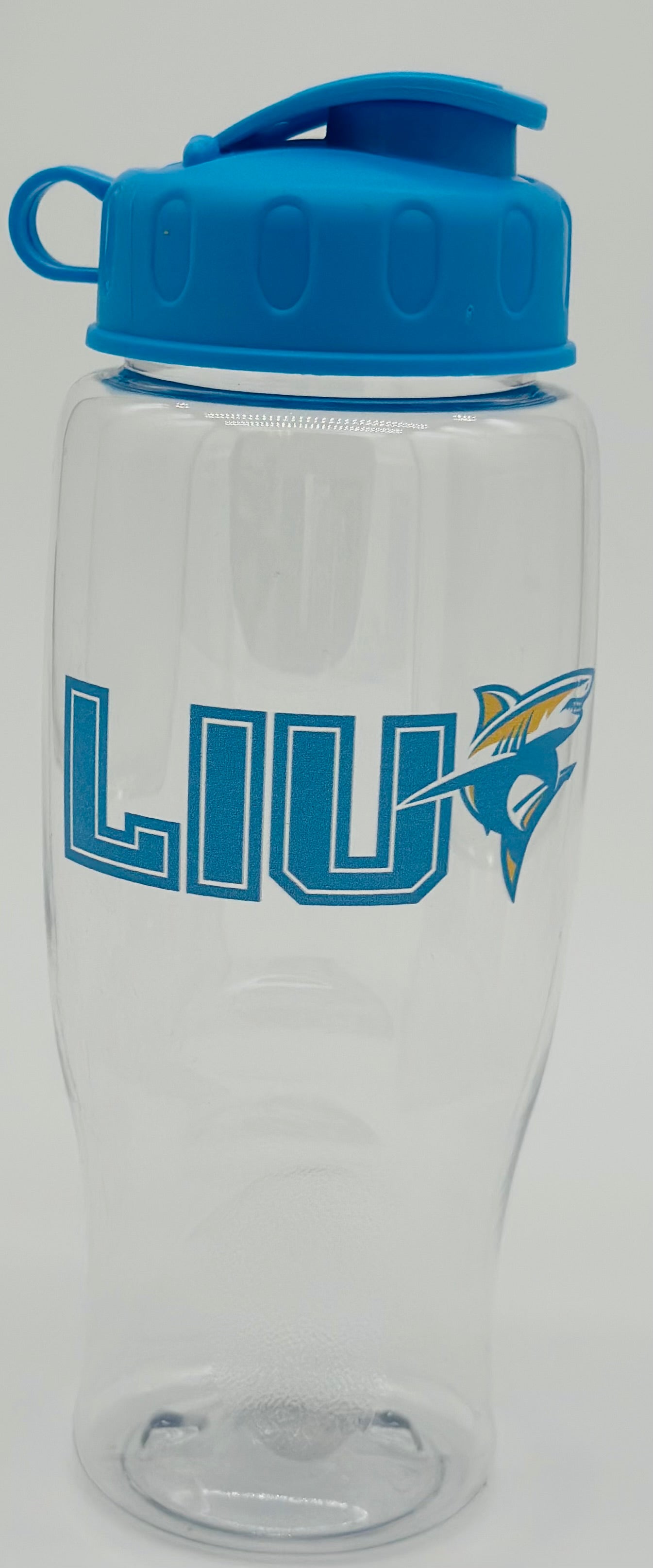 Clear Sports Bottle with LIU Blue Lid