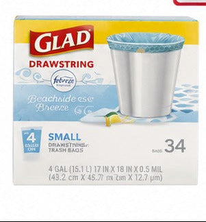 Glad Sm Drawstring Trash Bags