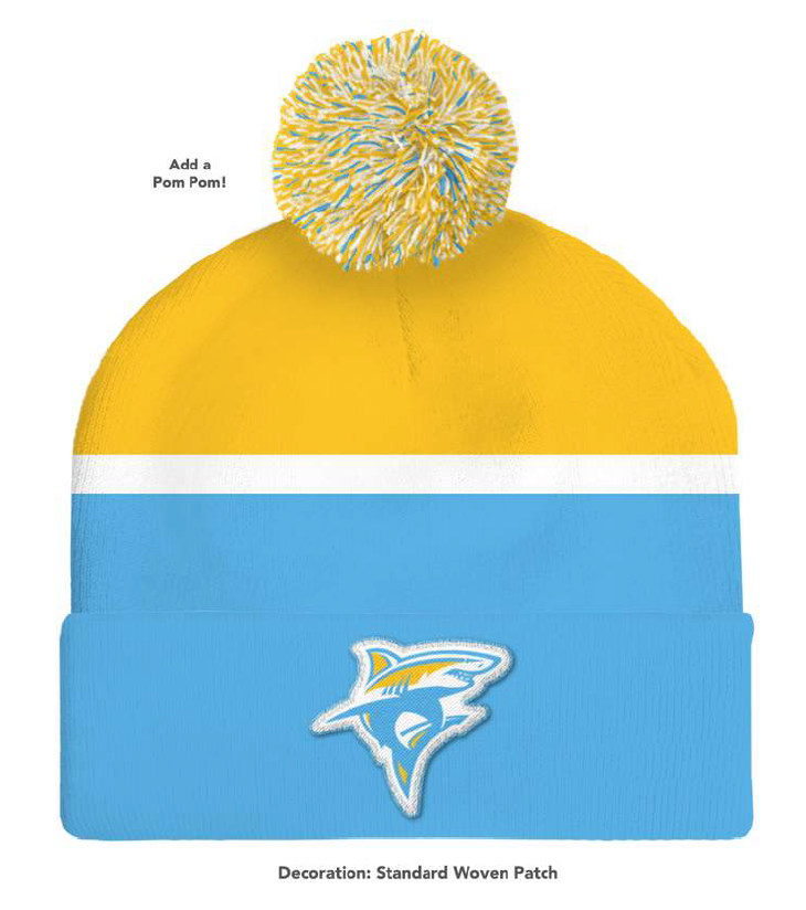 Blue and Yellow Beanie with PomPom