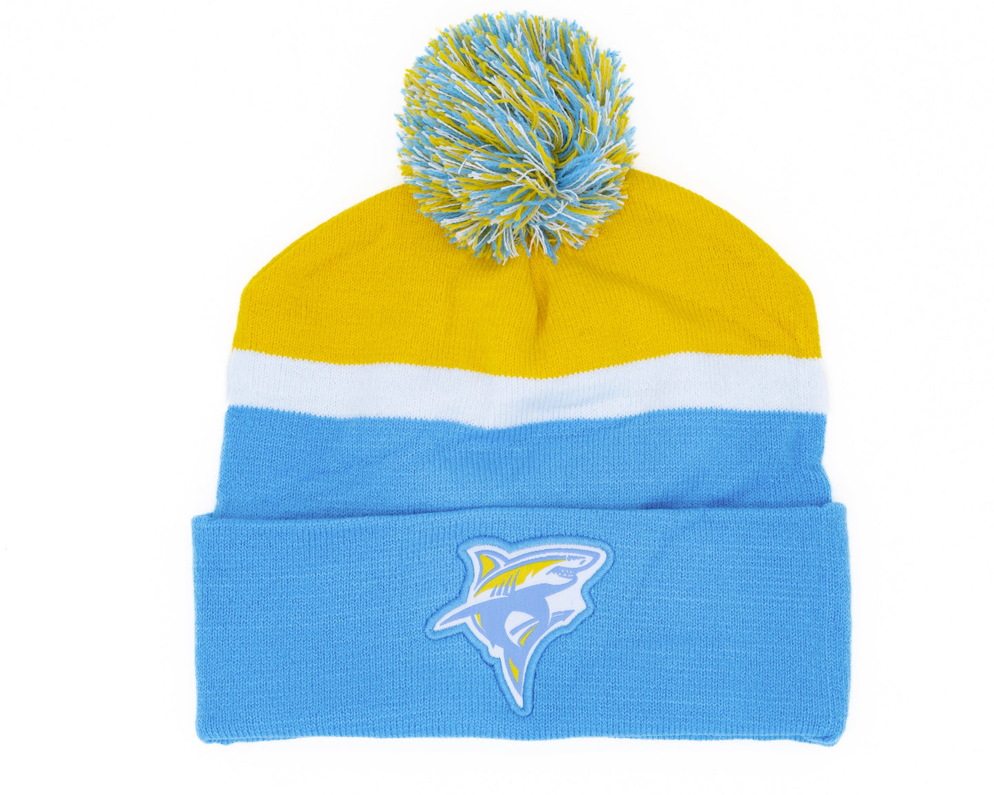 Blue and Yellow Beanie with PomPom